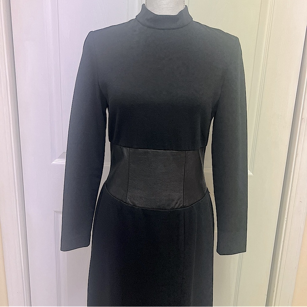 Blushe by Spiegel | Long Black Dress with Leather Waist | Size 6